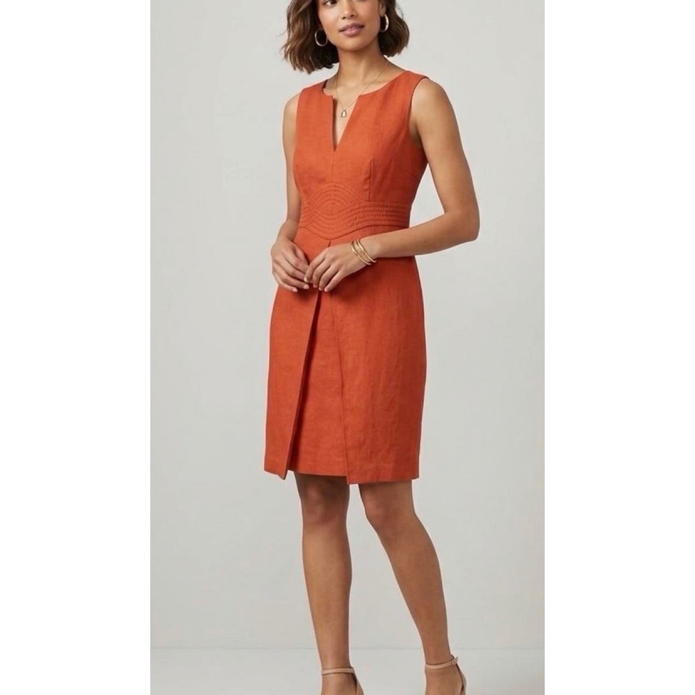 Banana Republic Orange 100% Linen Sleeveless Sheath Dress 564401-01 Size 4 NWT